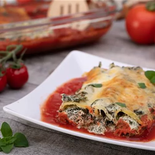 Cannelloni mit leckerer Feta-Spinat-Füllung